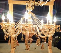 Glass Crystal Gold CHandelier 33"X28"