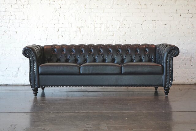 BLACK CHESTERFIELD SOFA