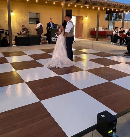 Dark Maple and White Dance Floor