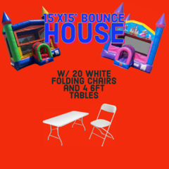 Bounce House with Tables and Chairs