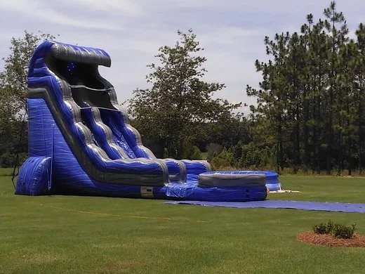 large blue water slide rental