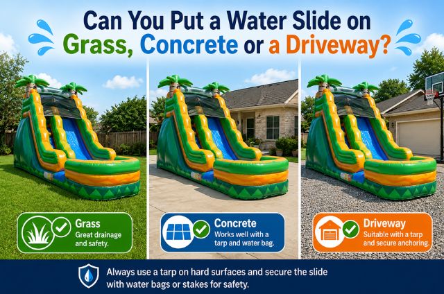 Water slide surfaces for setup
