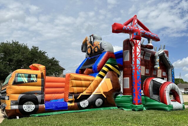 Rent Construction Bounce House with Slide in Houston, TX