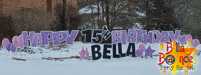 Happy Birthday Yard Sign in Purple Sparkle