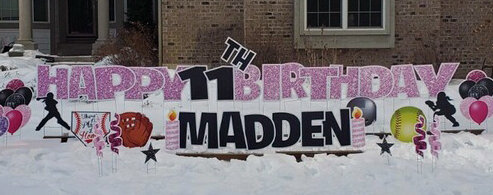 Happy Birthday Yard Sign in Pink Sparkle