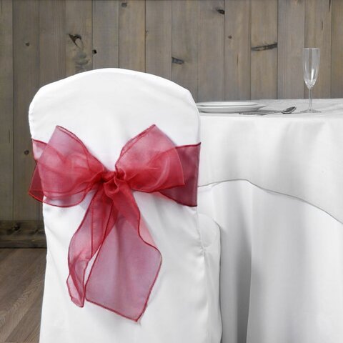 Organza Sash Chair Bow - Burgundy