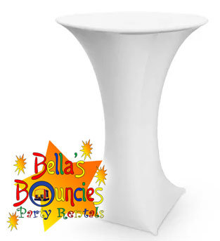 30 Inch High Boy Cocktail Table with White Spandex