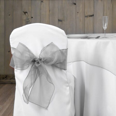 Organza Sash Chair Bow - Silver