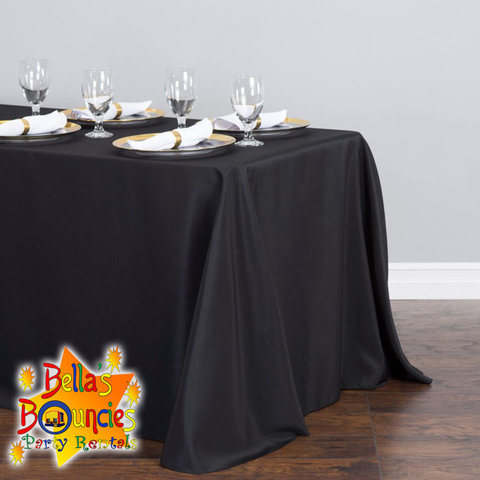 8 Foot Banquet Table with Black Linen Table Cover