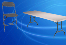 Package 1. 4 8ft Tables and 40 Charcoal Chairs