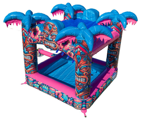 Aloha Splash Waterfalls Pool add-on rental Chicago with tropical palm tree design