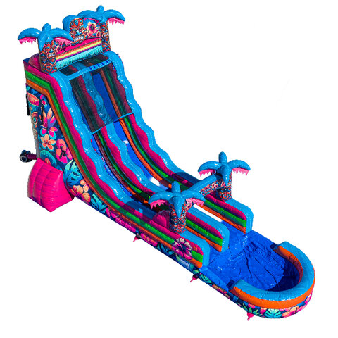 Large tropical inflatable water slide with splash pool rental Chicago