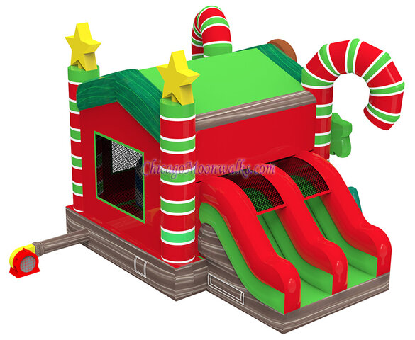 Candy Cane Cottage Gingerbread Bounce House Combo Christmas Rental Chicago