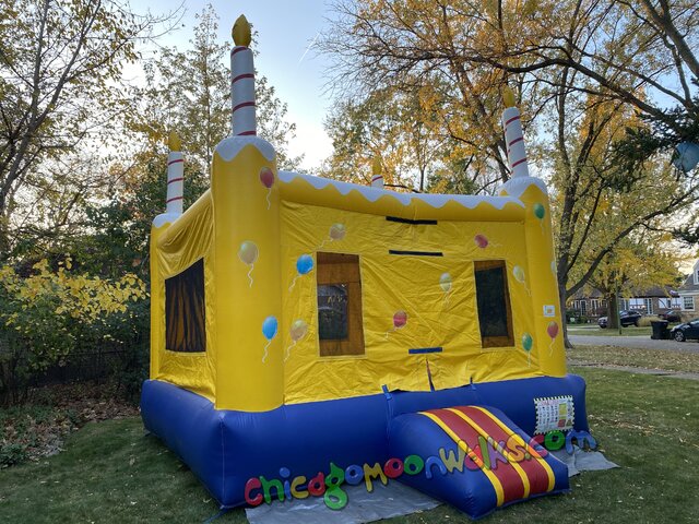 Celebration bounce house rental Chicago IL birthday cake