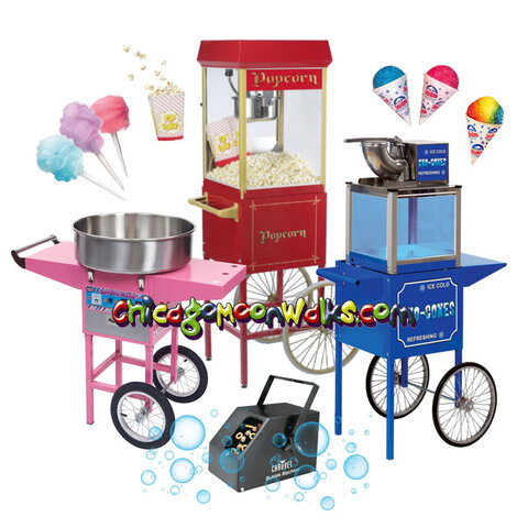 Popcorn Machine Cotton Candy Sno Cone Bubble Package Rental Chicago