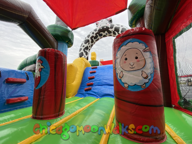 Farm toddler inflatable rental Chicago obstacle slide bounce house