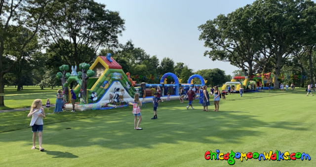 Forest obstacle course bunny Easter inflatable rental Chicago IL