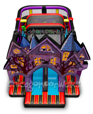 Halloween Black Cat Castle Obstacle Course Haunted House Inflatable in Chicago