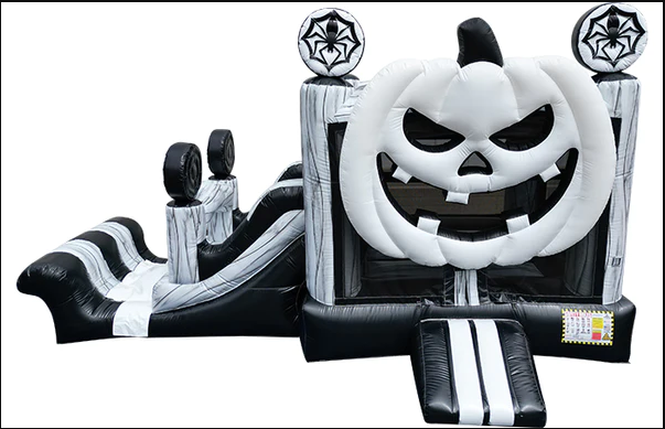 White Pumpkin Halloween Inflatable Combo Rental Chicago Moonwalks Bounce House