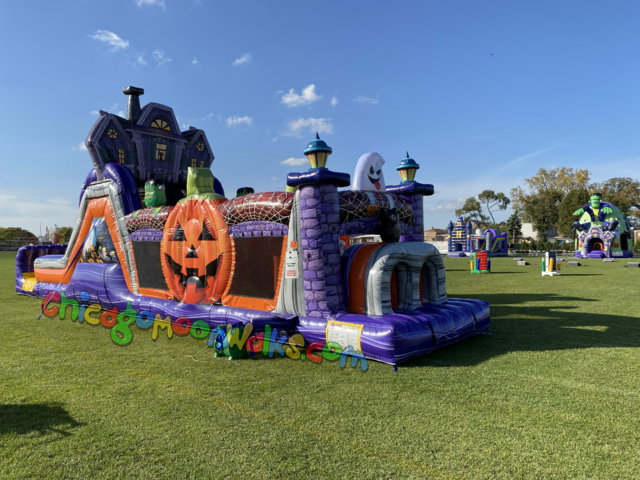 Halloween Haunted run obstacle course with slide