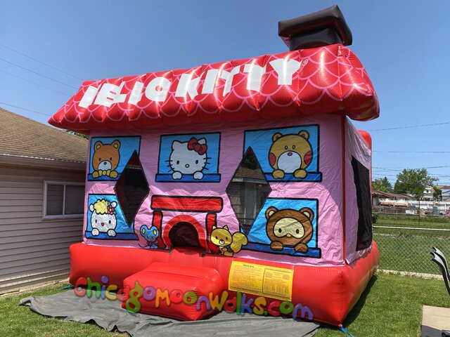 Hello Kitty Moonwalk Bouncer Rental Chicago, Bounce House, Bouncy castle party rental, children's kids event birthday parties