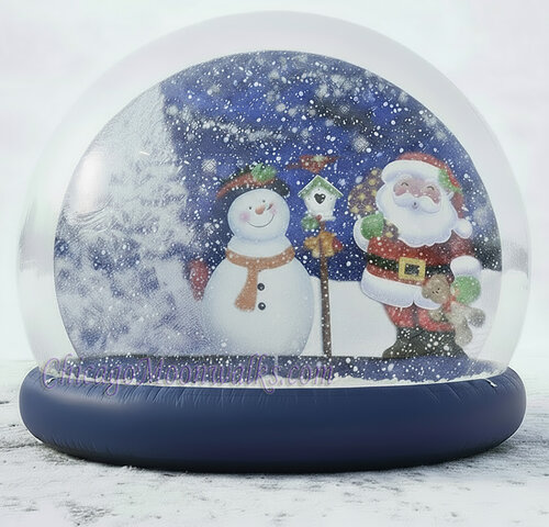 Holiday Santa Snow Globe walk-in inflatable photo op rental in Chicago