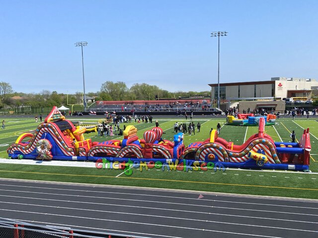 circus obstacle course rental double slide carnival