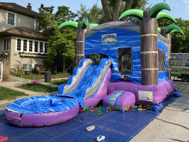 Purple crush wet combo waterslide with basketball hoop rental Chicago