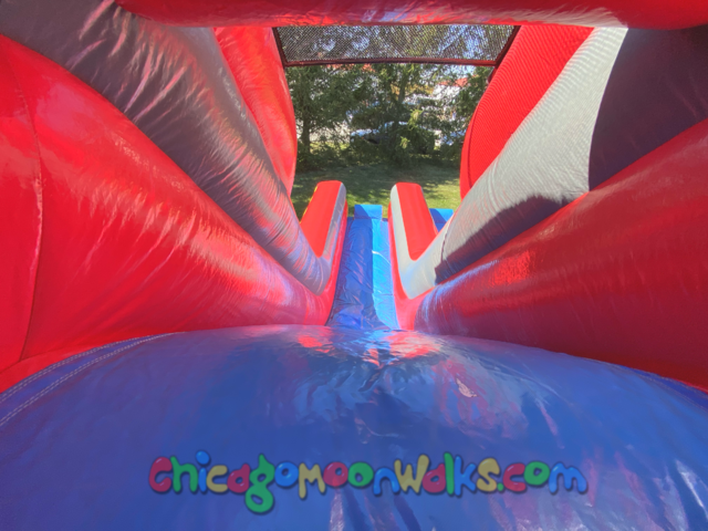 Rally Run obstacle course two slides rental Chicago climbing wall