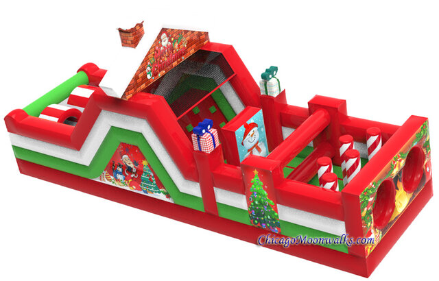 Santa’s Workshop Obstacle Course Rental Holiday Inflatable Obstacle Course Christmas Chicago