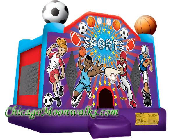 Sports Deluxe Bounce House Inflatable Rental Chicago Illinois Moonwalks Party