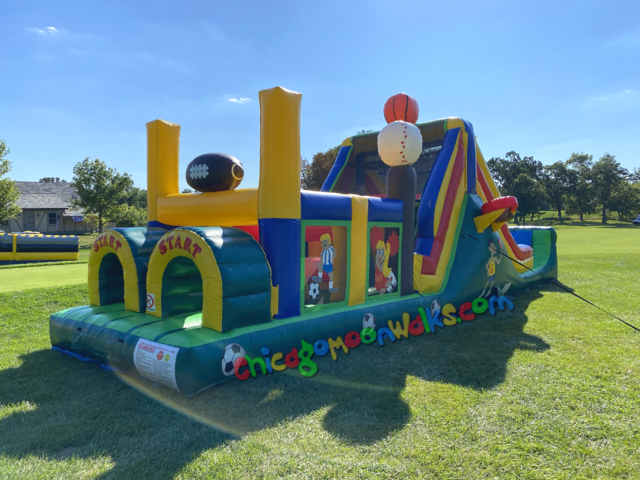 Sports inflatable obstacle course with slide Chicago rental IL