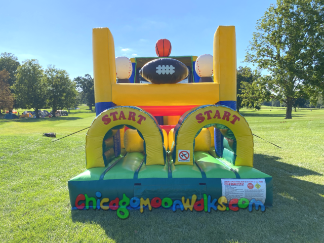 Sports inflatable obstacle course with slide Chicago rental climbing wall