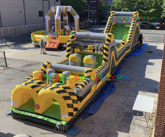 Toxic Meltown party package schools inflatable obstacle course rental Chicago