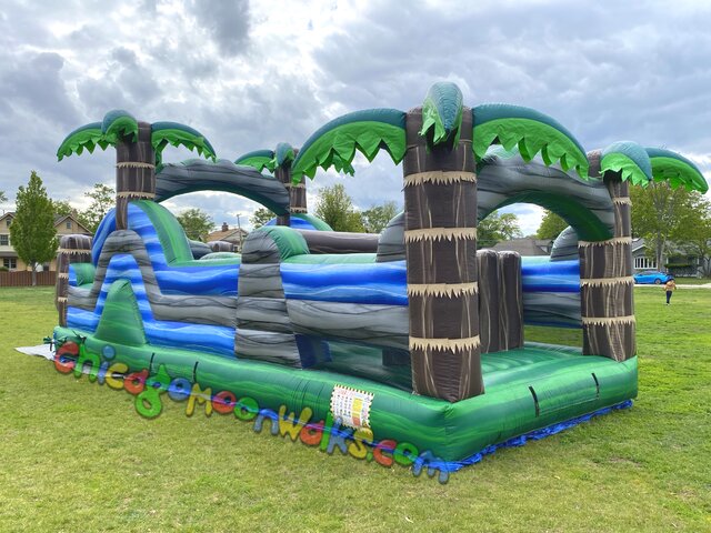 Tropical Luau Obstacle Course Inflatable Rental Chicago IL 30ft