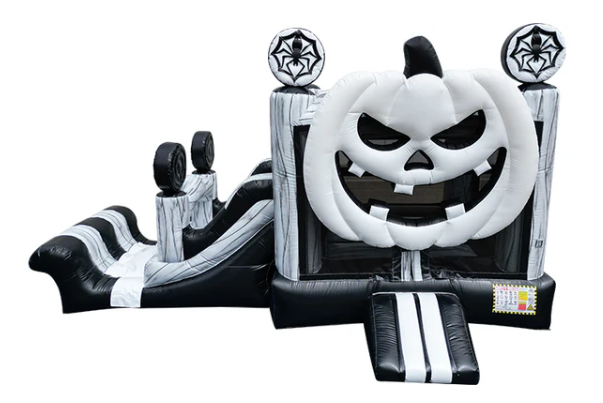 White Pumpkin Halloween Inflatable Combo Rental Chicago Moonwalks Bounce House