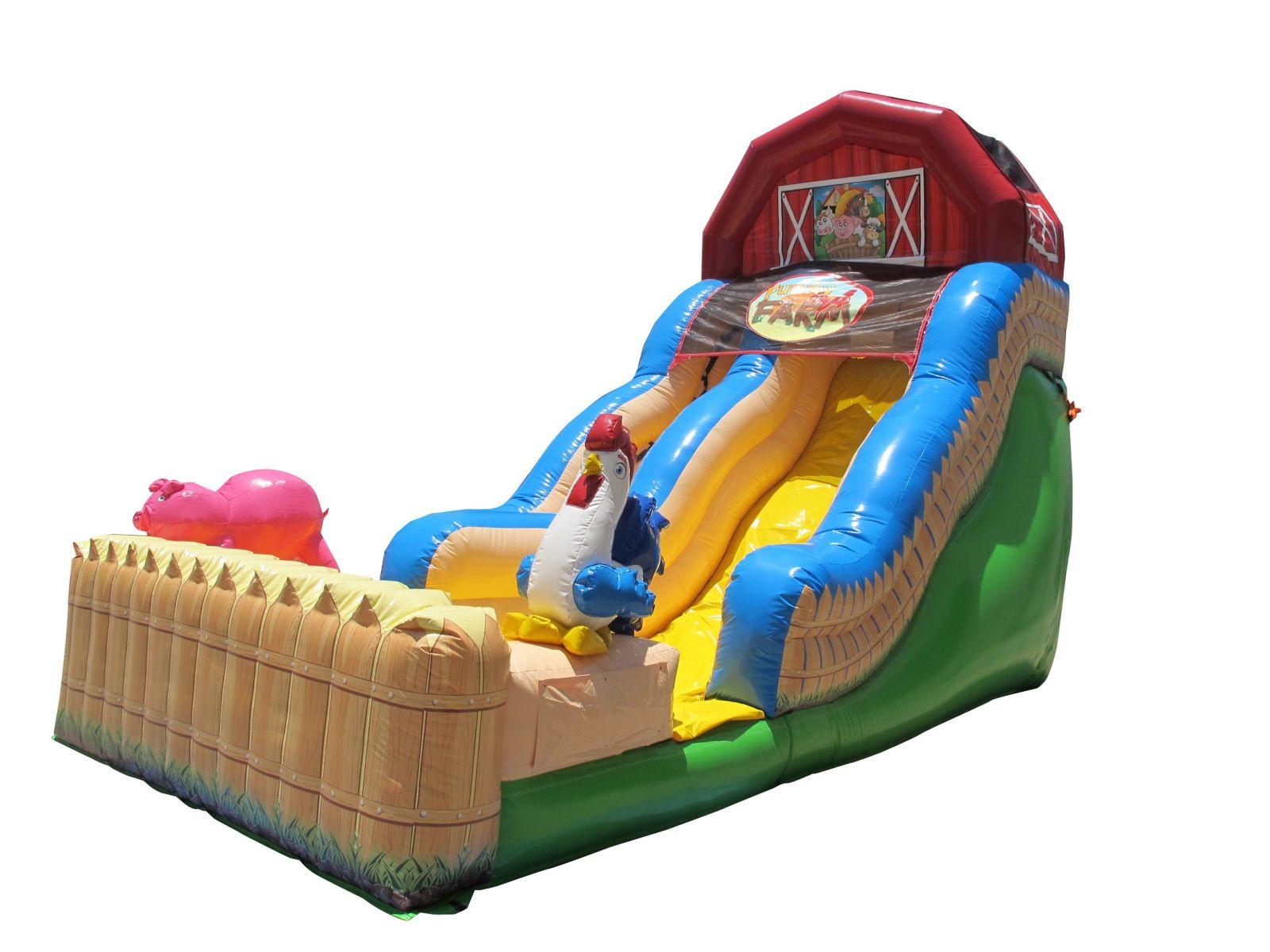 Funny Farm Barnyard Themed Inflatable Waterslide Rental Chicago IL