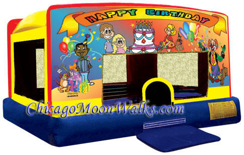 Happy Birthday Indoor Bounce House Inflatable Rental Chicago Illinois Moonwalks Party Bouncy Castle