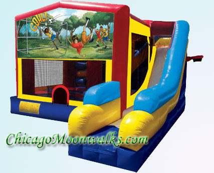 Soccer 7 in 1 Inflatable Slide Combo Bounce House Rental Chicago Illinois 