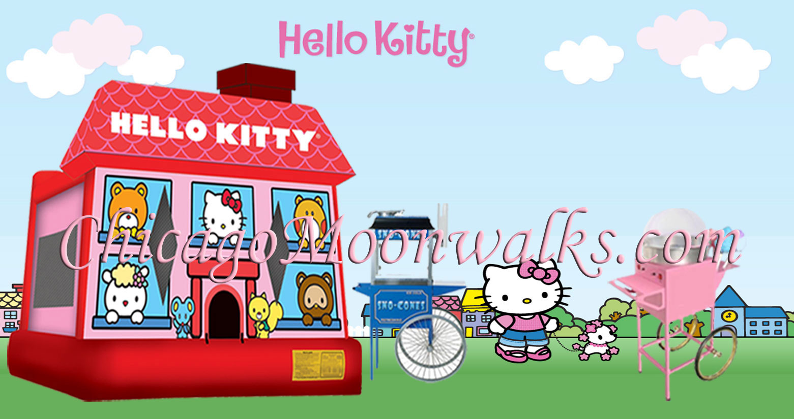 Hello Kitty Inflatable Bounce House Package Rental Chicago IL