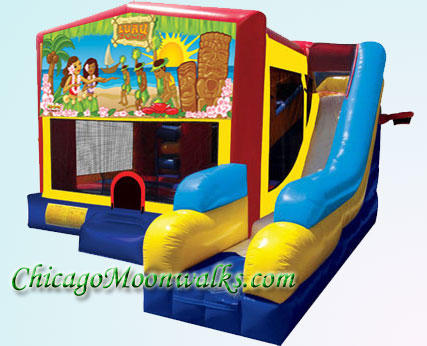 Luau 7 in 1 Inflatable Slide Combo Bounce House Rental Chicago Illinois 