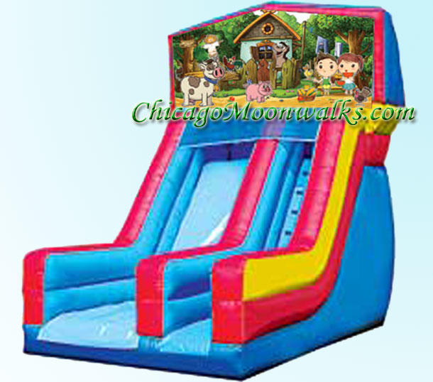 My Little Farm Slide Inflatable Rental Chicago Illinois Bounce House Moonwalks