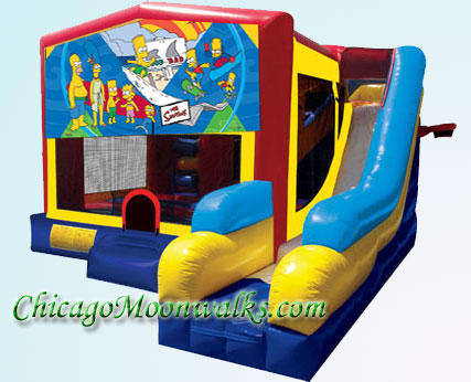 Simpsons 7 in 1 Inflatable Slide Combo Bounce House Rental Chicago Illinois