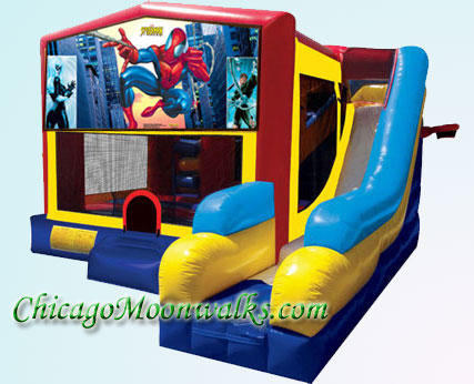 Spiderman 7 in 1 Inflatable Slide Combo Bounce House Rental Chicago Illinois 