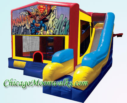 Superman 7 in 1 Inflatable Slide Combo Bounce House Rental Chicago Illinois 