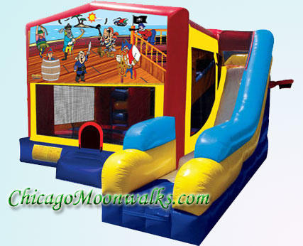Treasure Island Pirate 7 in 1 Inflatable Slide Combo Bounce House Rental Chicago Illinois 