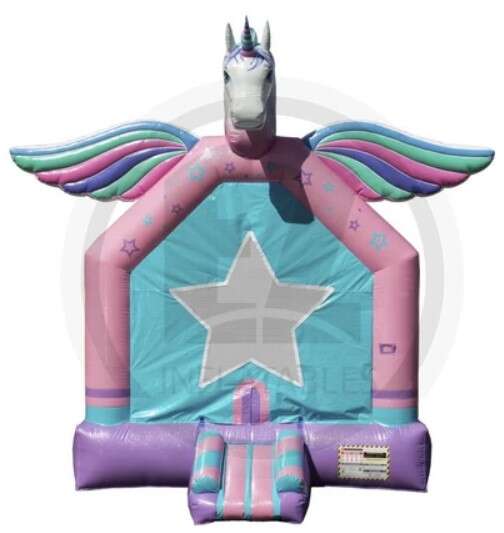 Chicago Unicorn Deluxe Bounce House Rental. Chicago Moonwalks Rental.  Reserve Your Jumpy Inflatable Now.