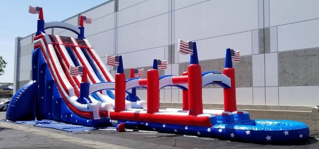 All American Patriot Dual Waterslide with Pool and Slip n Slide