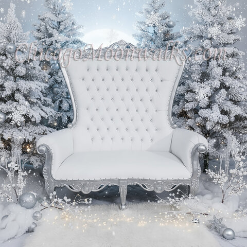 Santa Double Throne Chair Sofa White and Silver