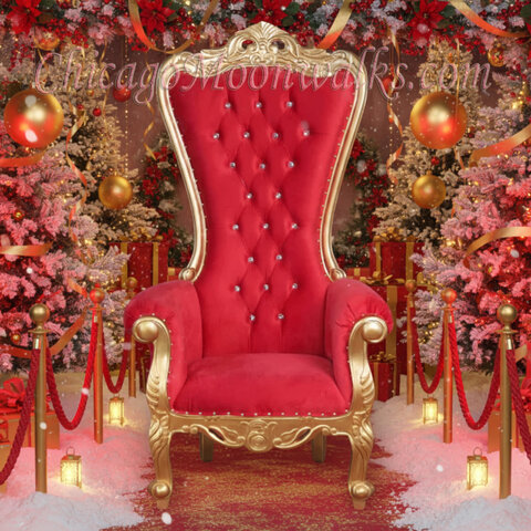 Santa Throne Chair Red Velvet and Gold